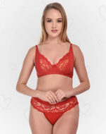 Elegant Lace & Lycra Lingerie(Bra & Panty) Set – Soft, Stretchable, and Breathable Intimates for a Feminine, Sexy, and Comfortable Fit (Red Color)