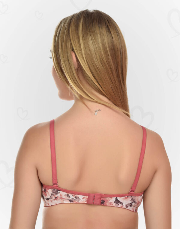 Trending Padded Non-Wired Full Cup Bra – Floral Print, Stretchable Microfiber & Lycra (Pink)
