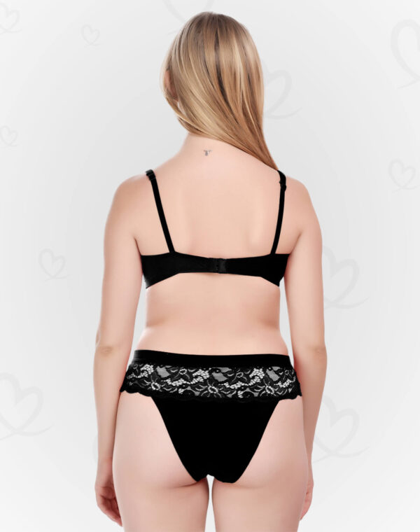 Elegant Lace & Lycra Lingerie(Bra & Panty) Set – Soft, Stretchable, and Breathable Intimates for a Feminine, Sexy, and Comfortable Fit (Black Color)