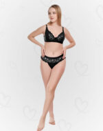 Elegant Lace & Lycra Lingerie(Bra & Panty) Set – Soft, Stretchable, and Breathable Intimates for a Feminine, Sexy, and Comfortable Fit (Black Color)