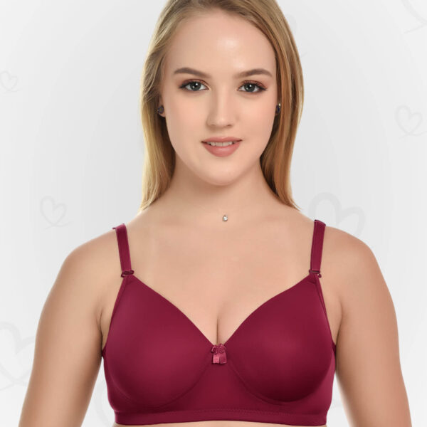 Lushmod Premium Full-Cup Padded Bra with Stretchable Fabric (Maroon Color)