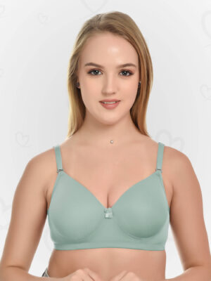 Lushmod Premium Full-Cup Padded Bra with Stretchable Fabric (Ash Gray Color)