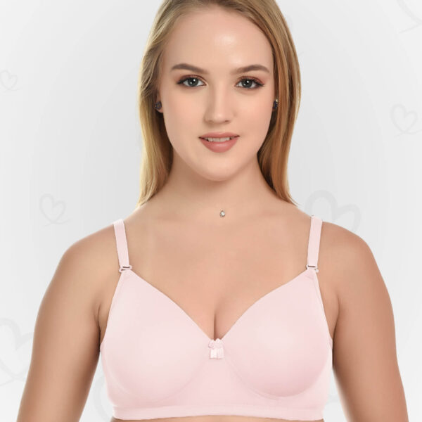 Lushmod Premium Full-Cup Padded Bra with Stretchable Fabric (Baby Pink Color)