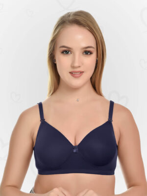 Lushmod Premium Full-Cup Padded Bra with Stretchable Fabric (Navy Blue Color)