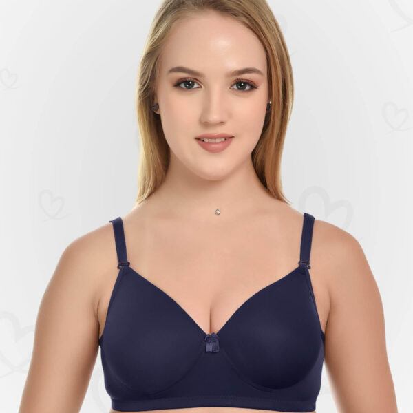 Lushmod Premium Full-Cup Padded Bra with Stretchable Fabric (Navy Blue Color)