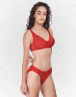 Luxurious Lace & Lycra Lingerie Set – Soft, Stretchable, and Breathable for a Feminine, Sexy, and Comfortable Feel (Red Color)