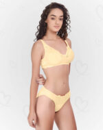 Luxurious Lace & Lycra Lingerie Set – Soft, Stretchable, and Breathable for a Feminine, Sexy, and Comfortable Feel (Cream Color)