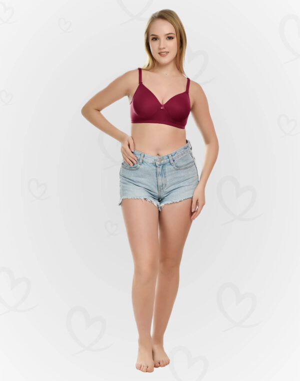 Lushmod Premium Full-Cup Padded Bra with Stretchable Fabric (Maroon Color)