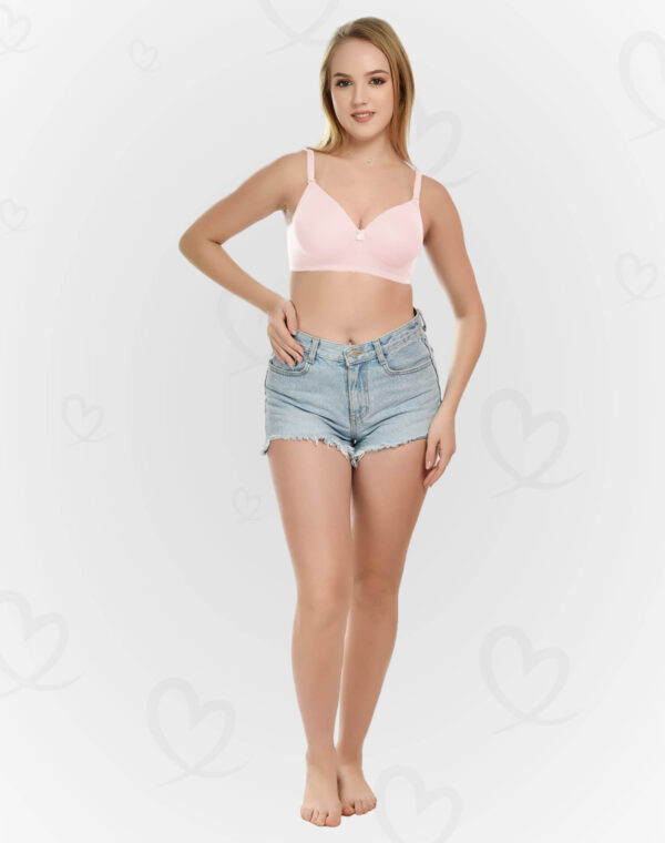 Lushmod Premium Full-Cup Padded Bra with Stretchable Fabric (Baby Pink Color)