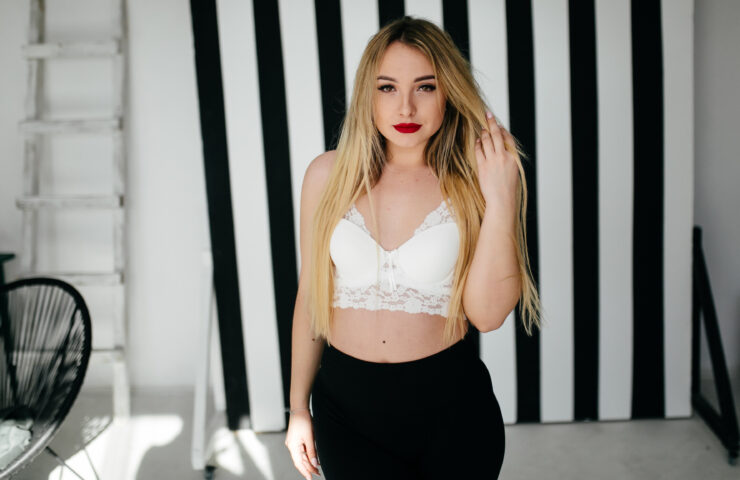 Fashion portrait of a beautiful blonde model