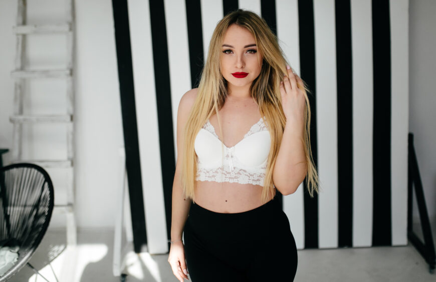 Fashion portrait of a beautiful blonde model